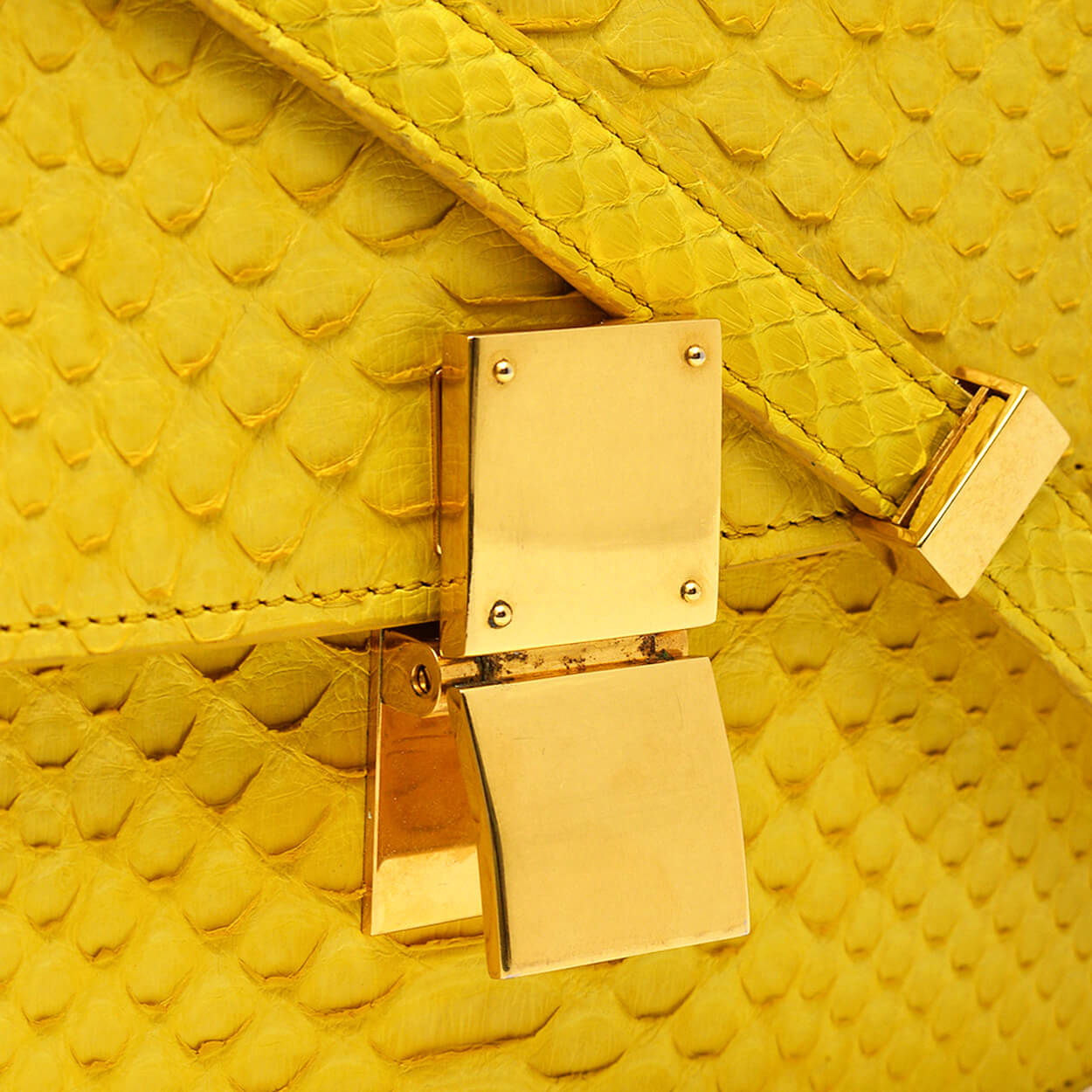 Celine - Yellow Python Leather Medium Classic Box Bag